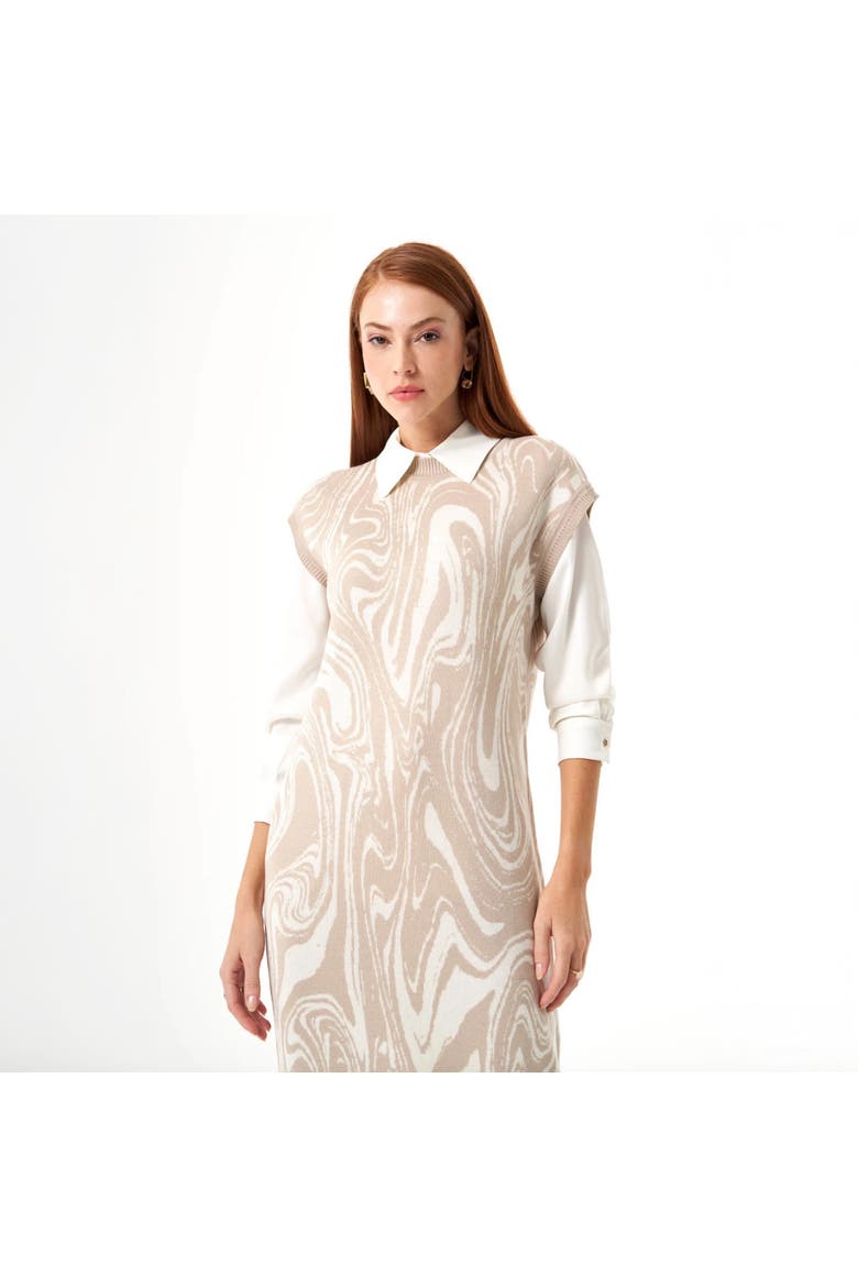 Special Patterned Knitwear Dress, Alternate, color, Beige