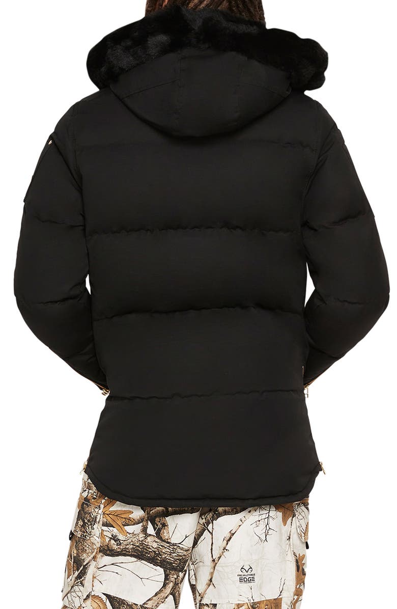 Moose Knuckles Gold 3Q Down Hooded Jacket with Genuine Shearling Trim, Alternate, color, 