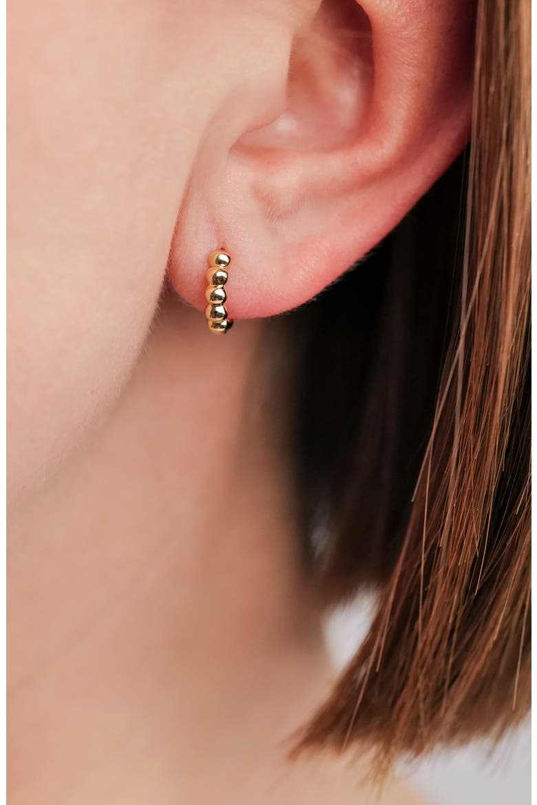 18k Gold Bead Huggie Hoop Earrings, Alternate, color, 18K YELLOW GOLD
