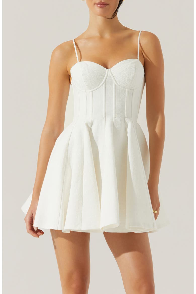 Fenna Corset Linen & Cotton Minidress, Alternate, color, WHITE