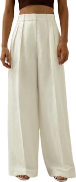 Lilysilk Front-Pleated Silk-Linen Blend Trousers
