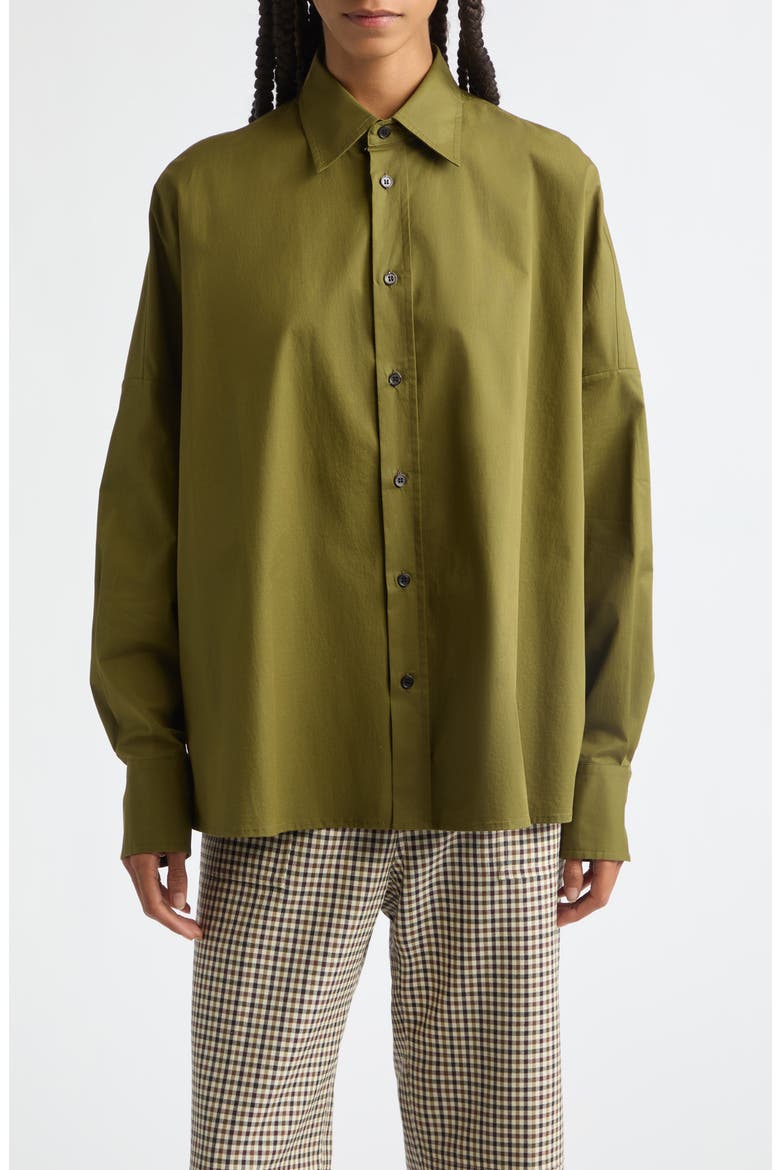 Stretch Cotton Poplin Shirt, Main, color, LICHEN