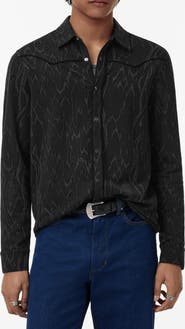 John Varvatos Miner Jacquard Snap-Up Western Shirt