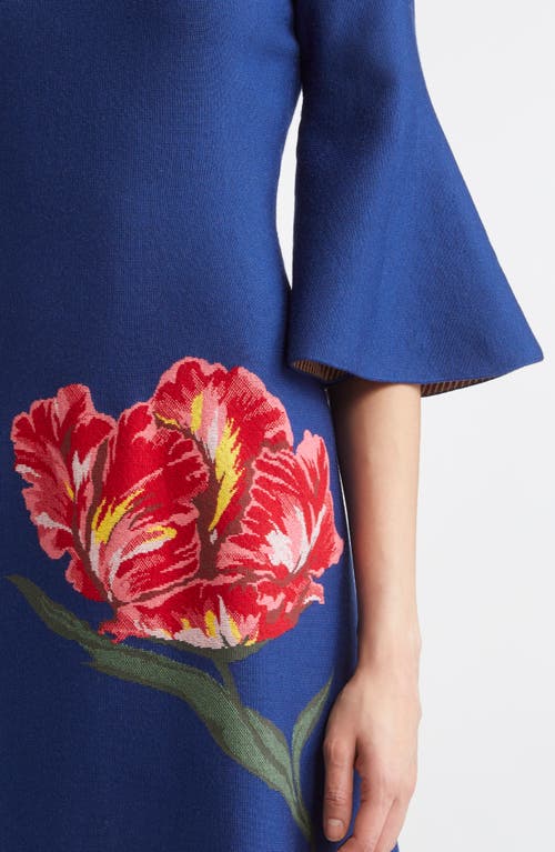 Carolina Herrera Tulip Bell-sleeve Mini Dress In Blue