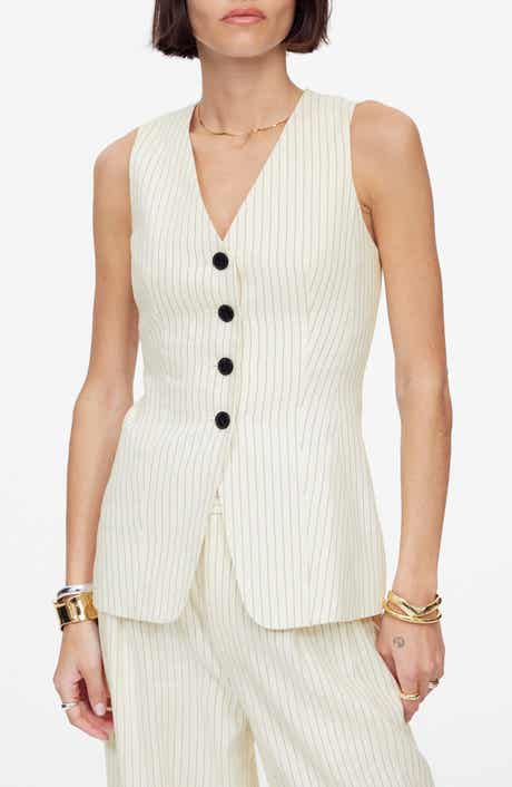 Pinstripe Cutaway Long Vest