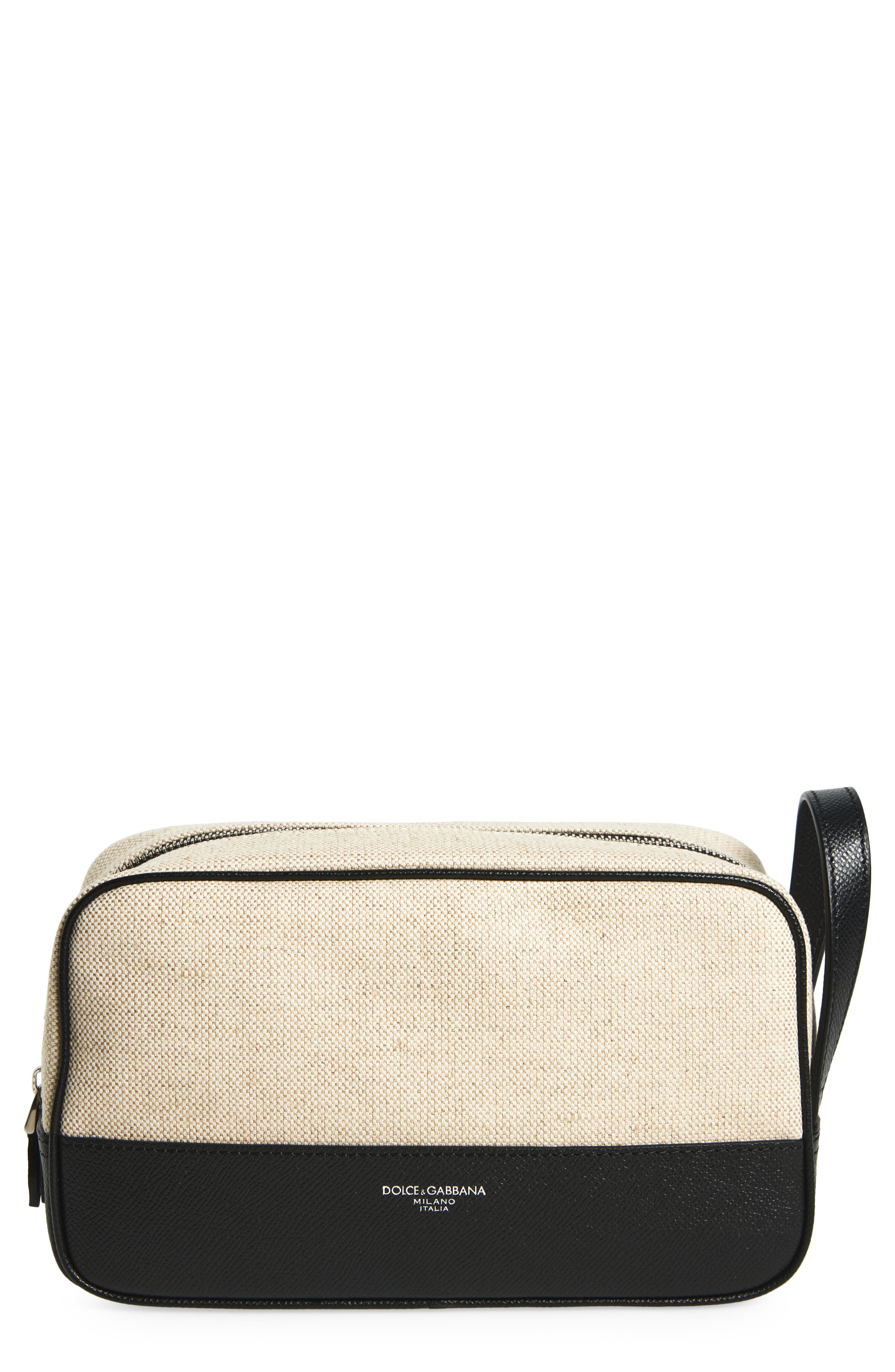 Dolce&Gabbana Atene Dopp Kit, Main, color, Avorio/ Nero