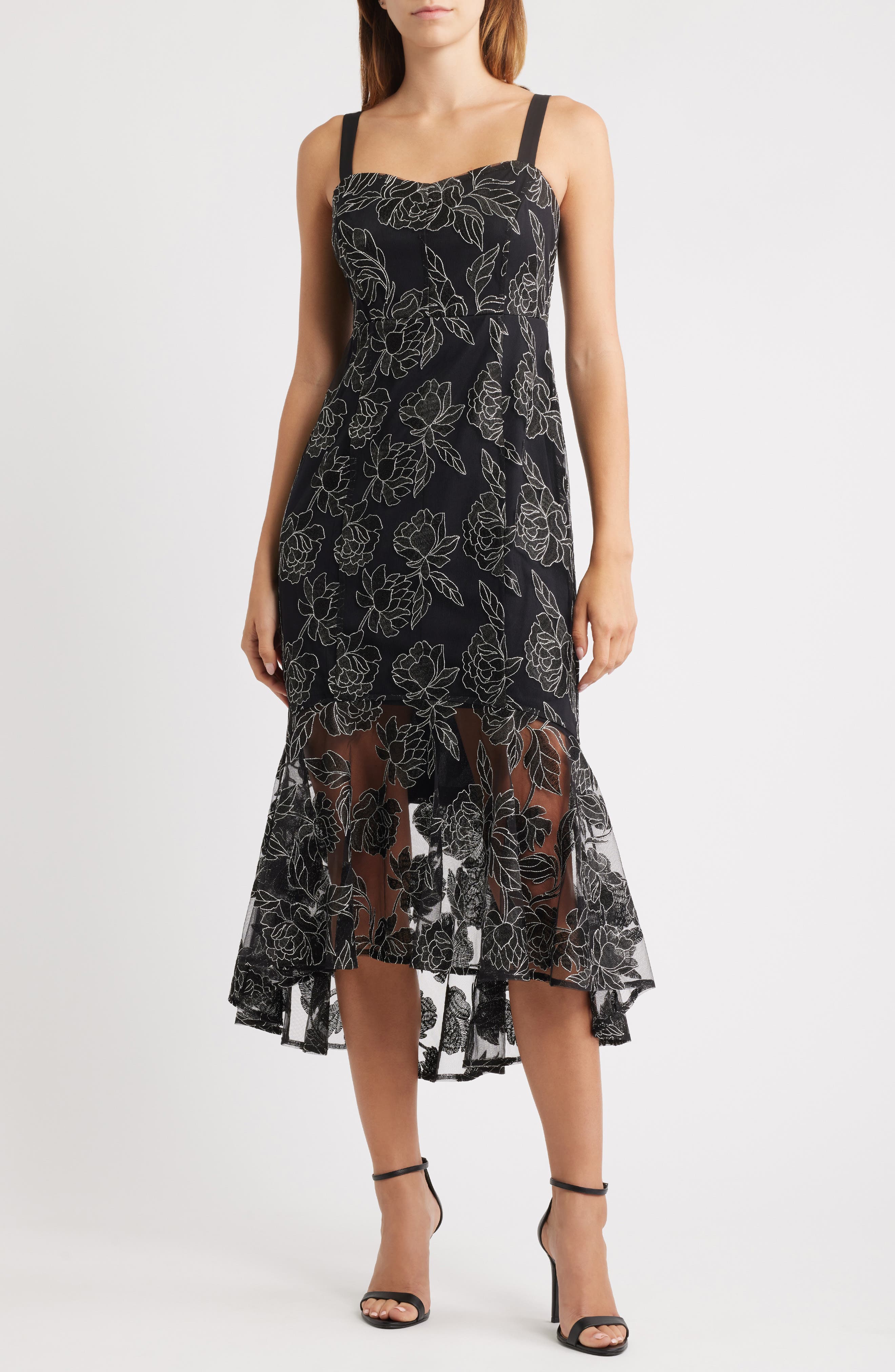 Sam Edelman Floral Embroidery High-Low Dress