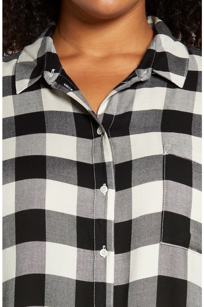 Plaid Boyfriend Shirt, Alternate, color, IVORY- BLACK BUFFALO PLAID
