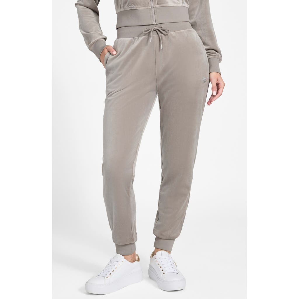 Guess Velvet Joggers In Gray