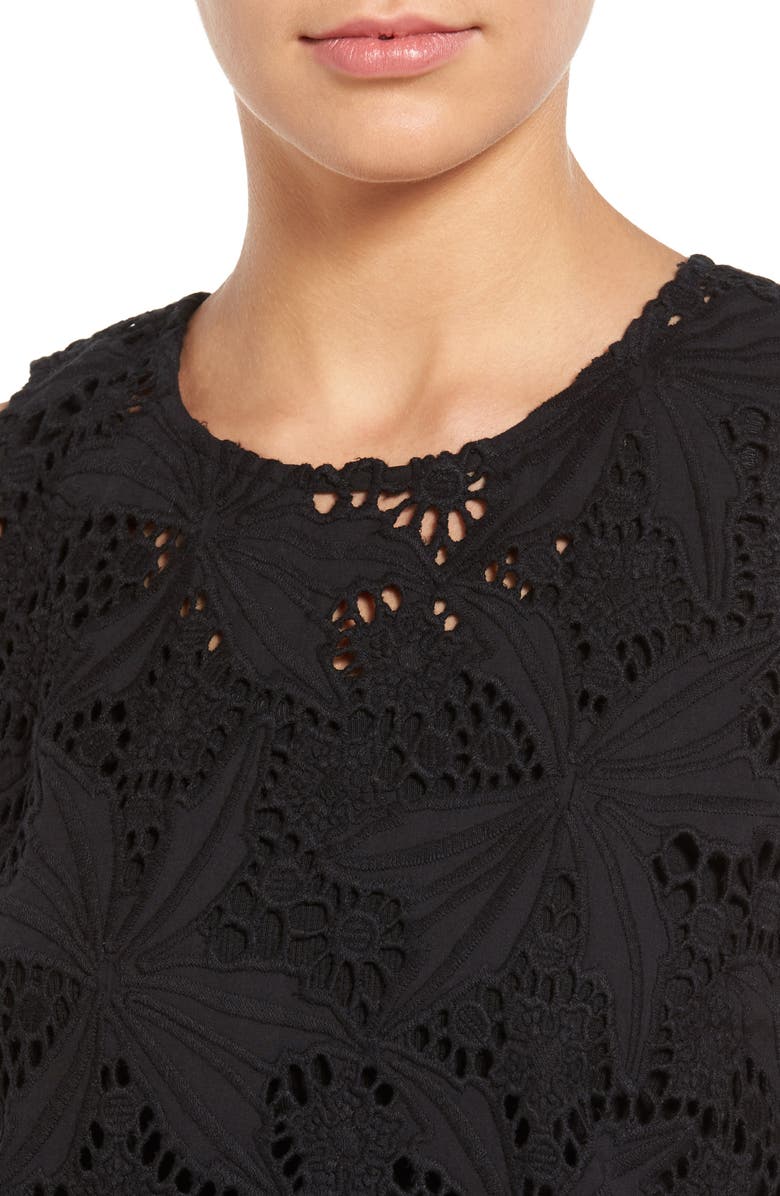 Halogen<sup>®</sup> Cotton Lace Ruffle Hem Tank, Alternate, color,