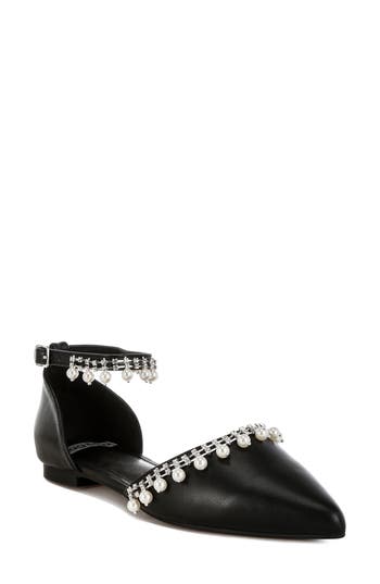 RAG & CO RAG & CO AOUVA RHINESTONE & FAUX PEARL ALMOND TOE FLAT