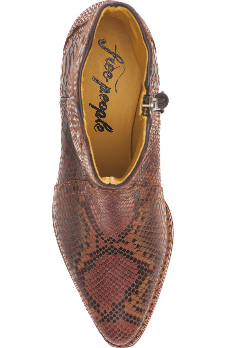 Free People New Frontier Western Bootie, Alternate, color, Snake Print Leather