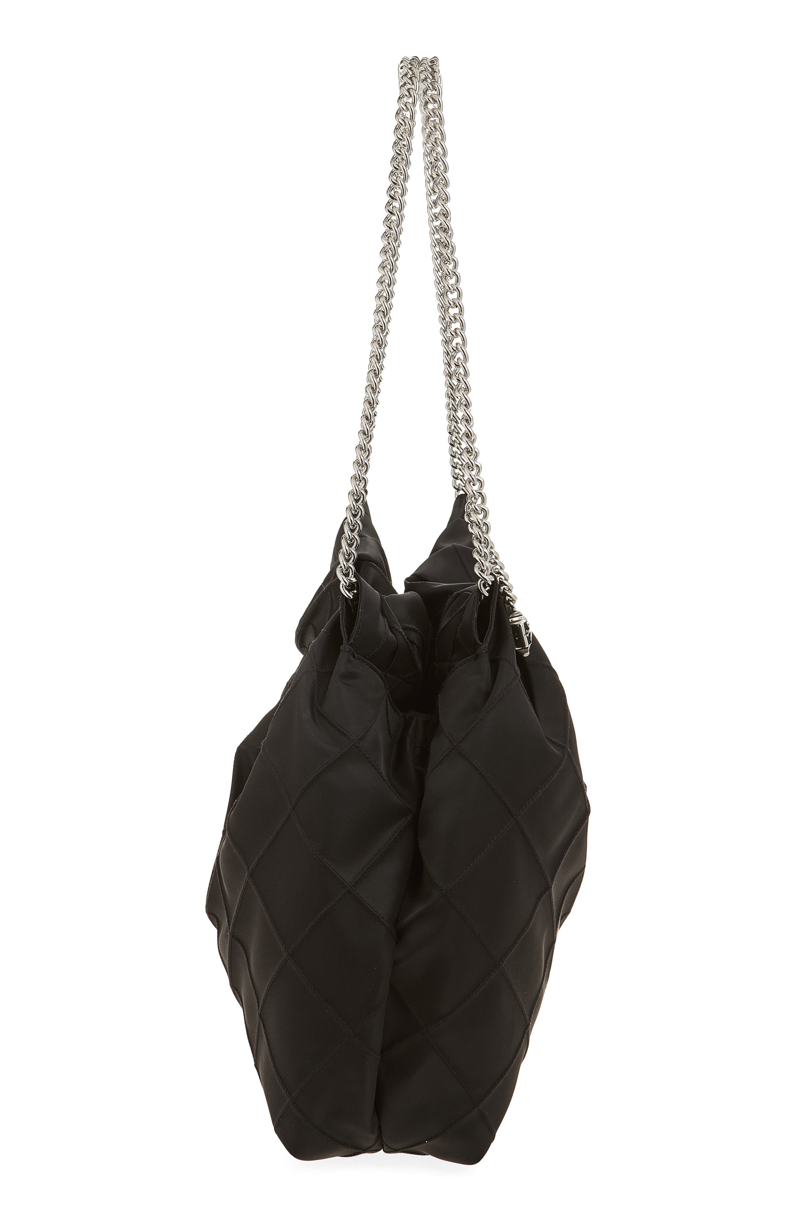 Tory Burch Fleming Quilted Nylon Hobo Bag, Alternate, color, Black