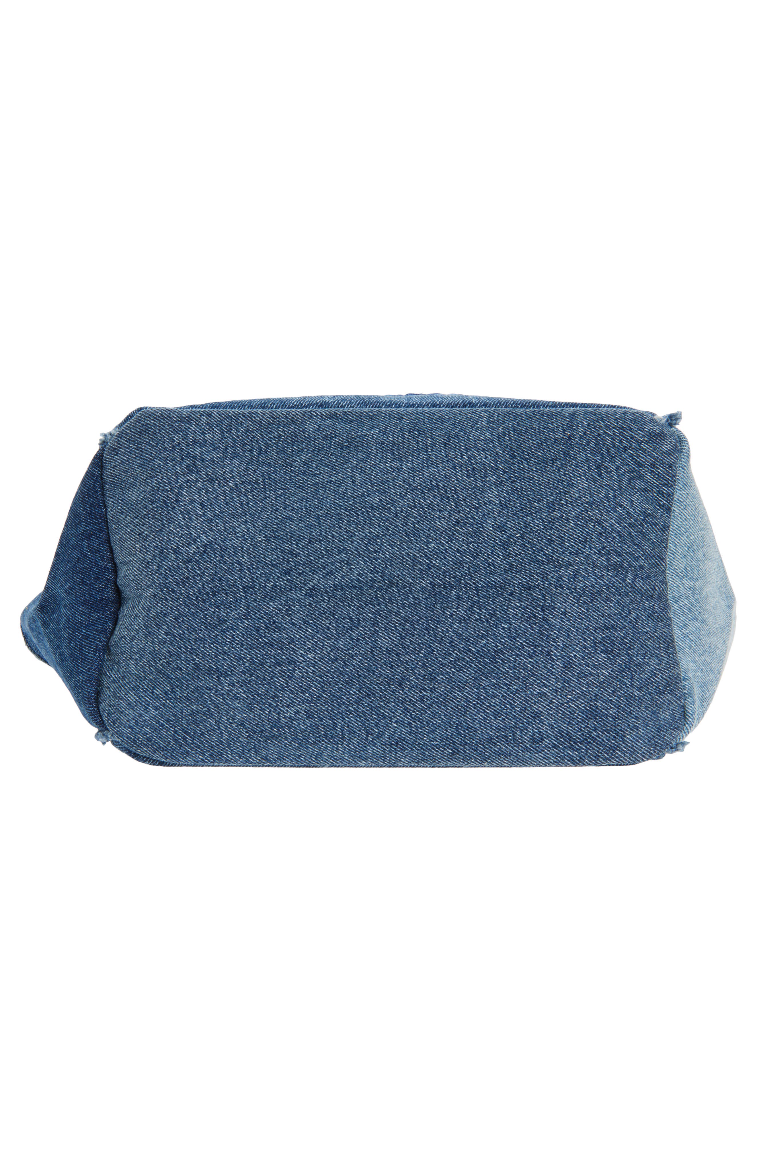 Ganni Small Trapeze Denim Shopper Bag, Alternate, color, Dark Blue Vintage