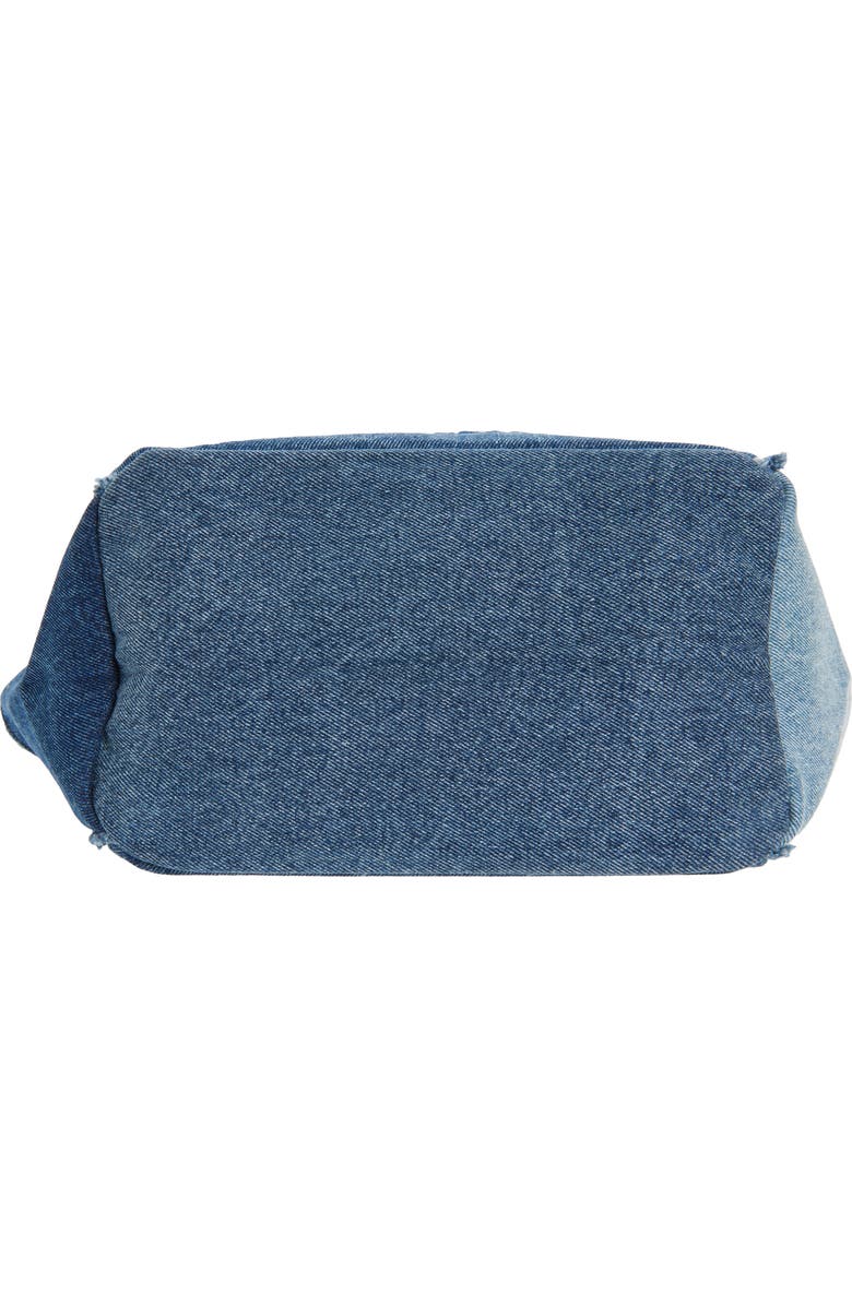 Ganni Small Trapeze Denim Shopper Bag, Alternate, color, Dark Blue Vintage