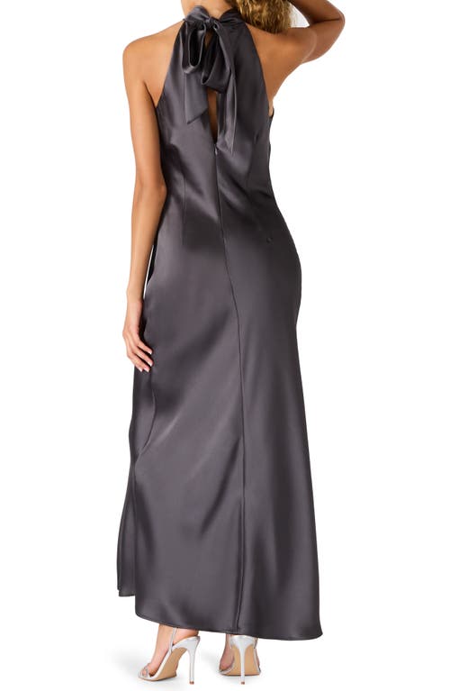 Steve Madden Lara Satin Bias Cut Maxi Dress In Black