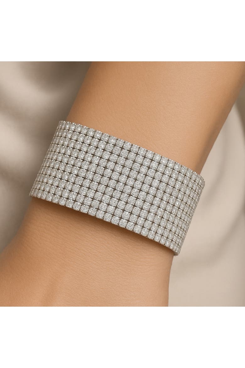 Crystal Tennis Stretch Bracelet, Alternate, color, Silver