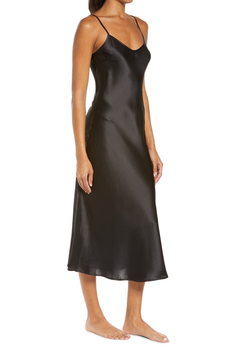 Pure Silk Slip Nightgown, Alternate, color, BLACK