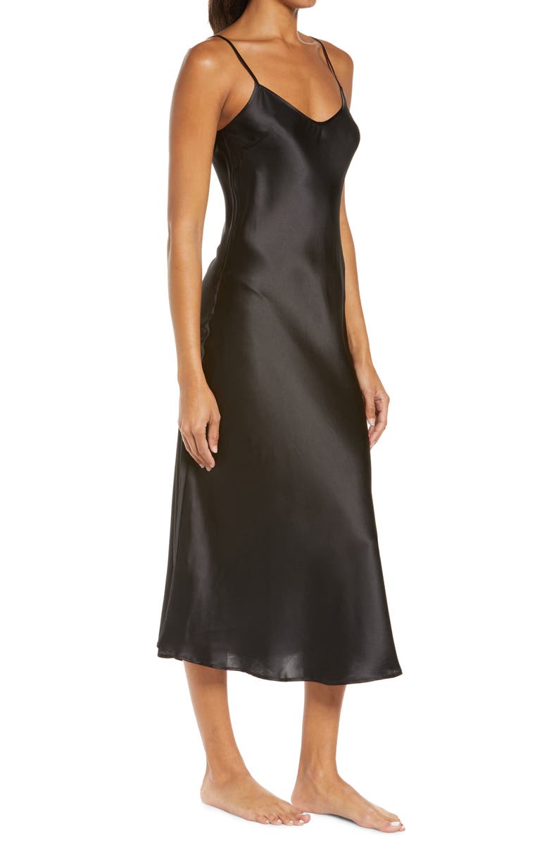 Papinelle Pure Silk Slip Nightgown, Alternate, color, Black