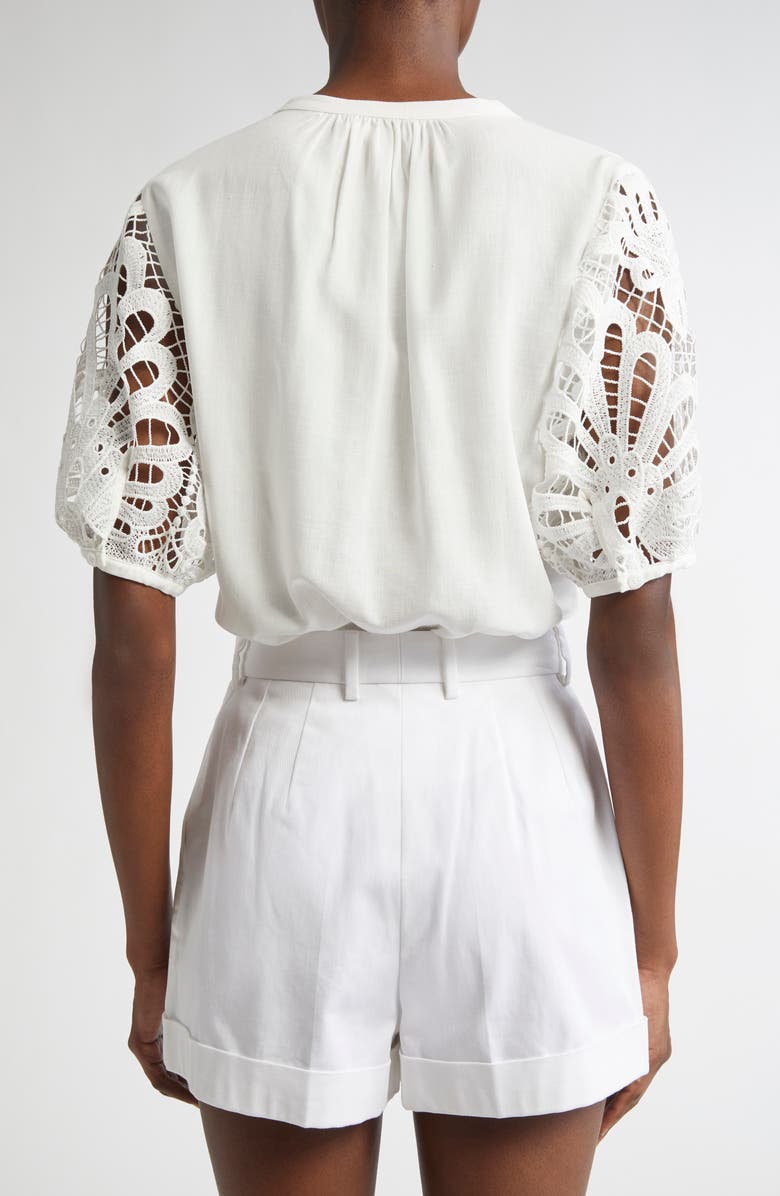 Ramy Brook Gia Lace Sleeve Button-Up Top, Alternate, color, Ivory Eyelet