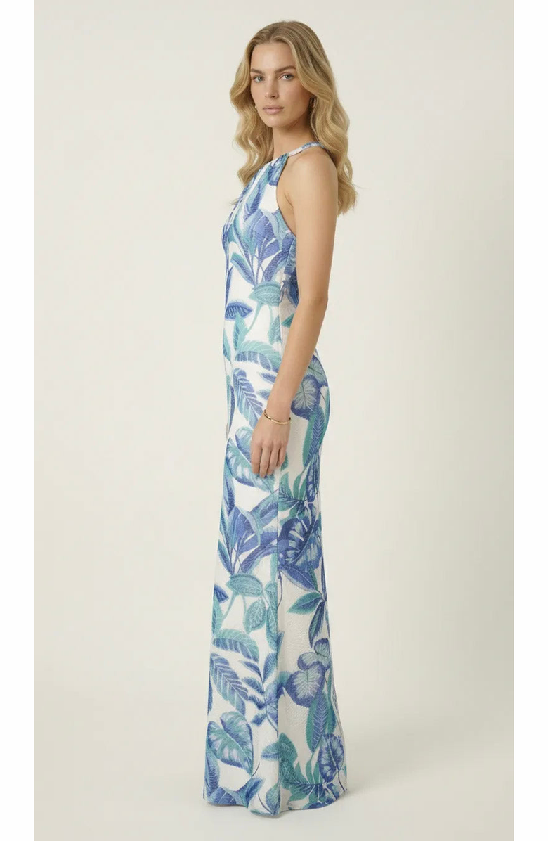 Modenaire Tropical Print Halter Neck Maxi Dress, Alternate, color, Tropical Print
