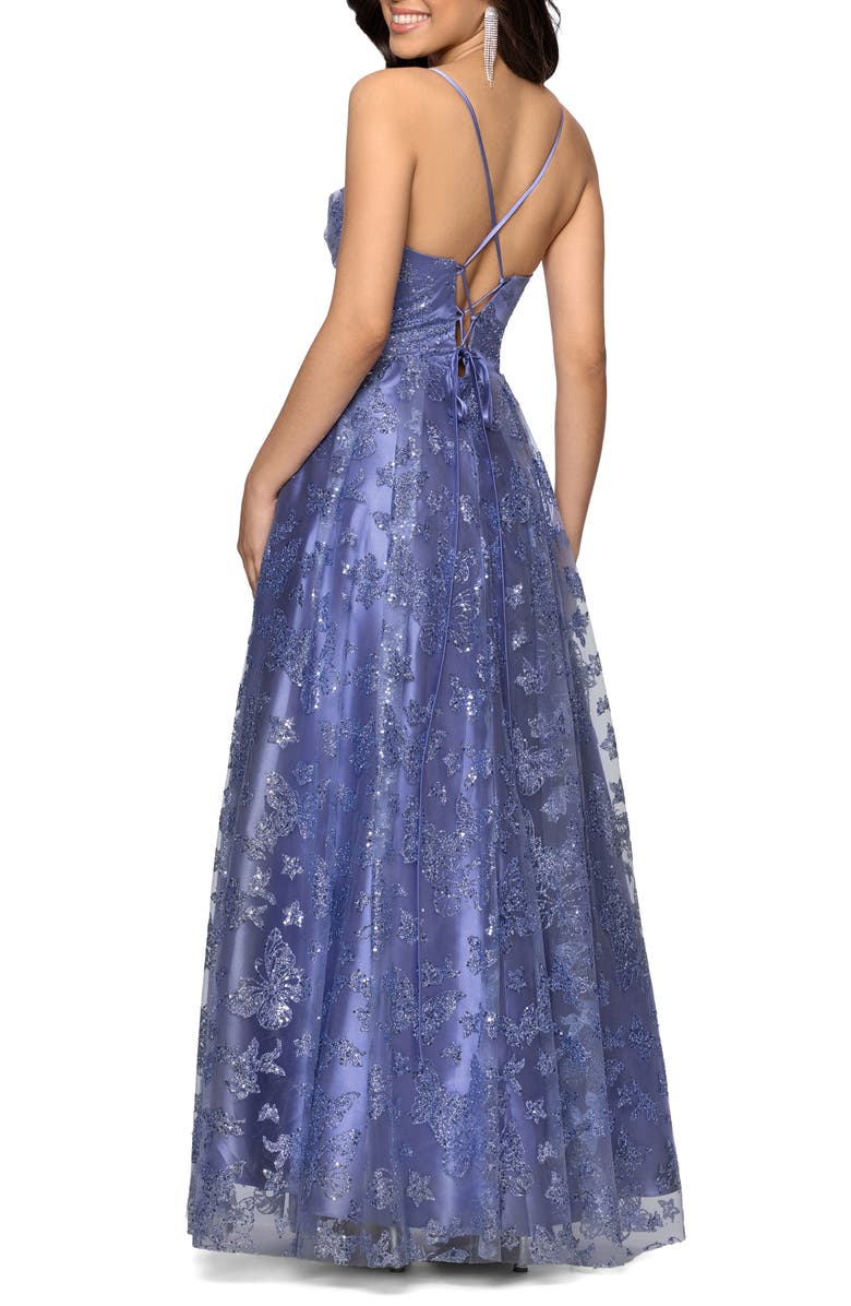 Blondie Nites Butterfly Motif Sequin Ballgown, Alternate, color, Periwinkle