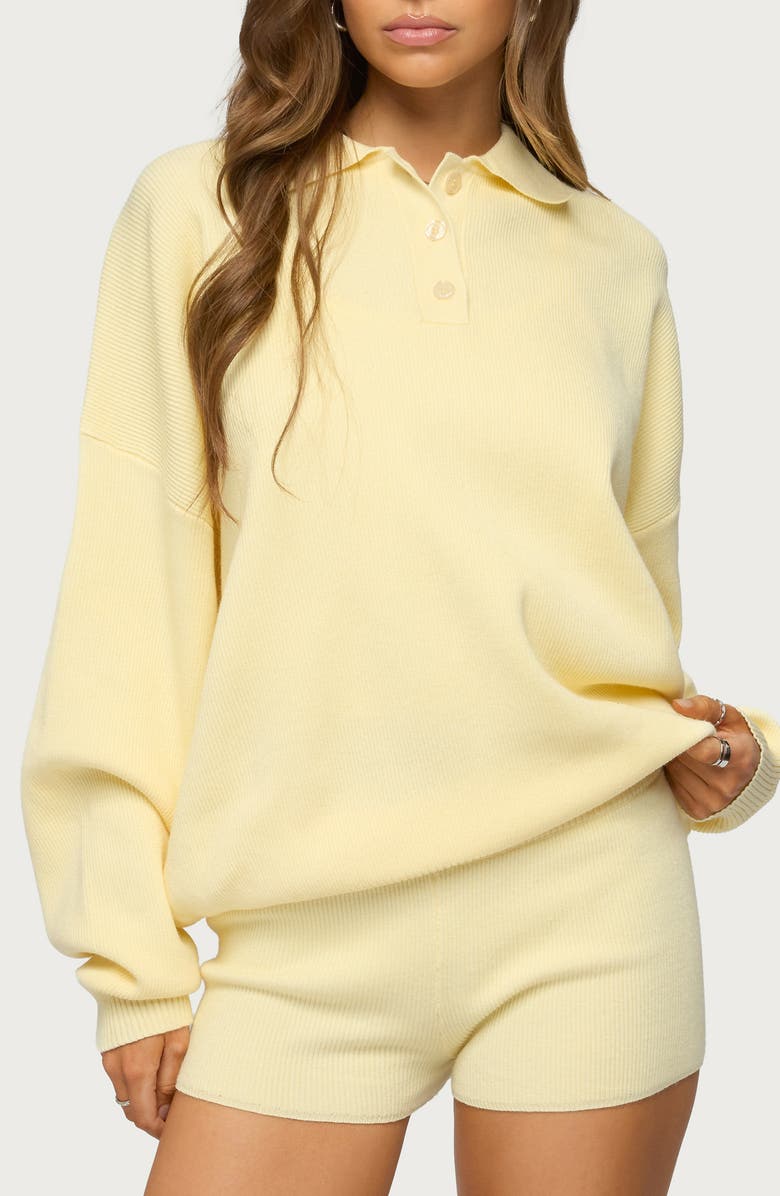 EDIKTED Lorie Oversize Polo Sweater, Main, color, 