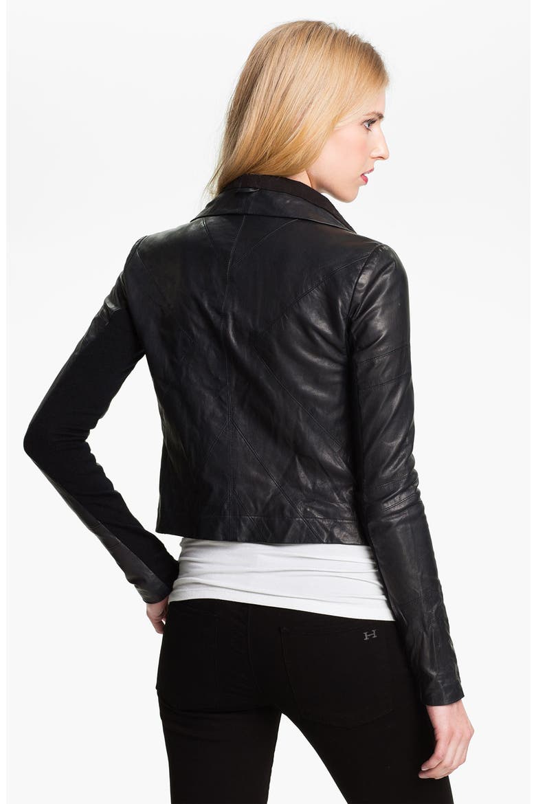 'Max' Seamed Leather Moto Jacket, Alternate, color, SAPPHIRE/ NAVY