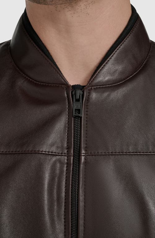 Andrew Marc Fine Grain Lambskin Leather Bomber Jacket In Brown