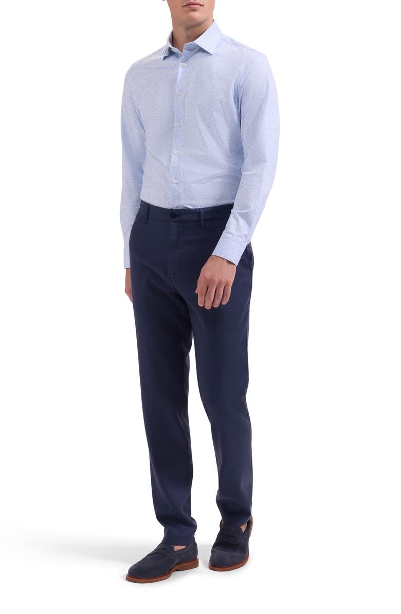 Bugatchi Jimmy OoohCotton<sup>®</sup> Floral Print Button-Up Shirt, Alternate, color, Air Blue