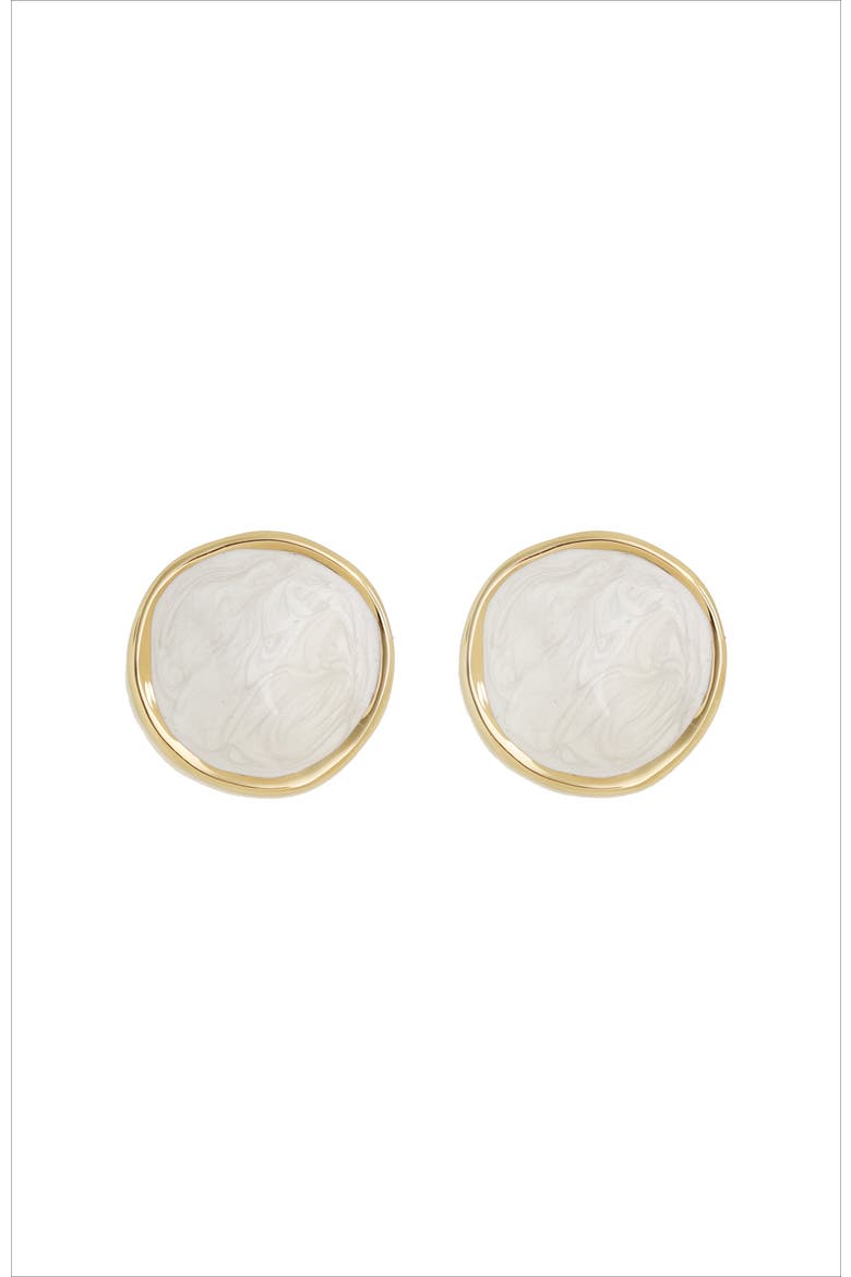 Enamel Ripple Earrings, Main, color, White & Gold