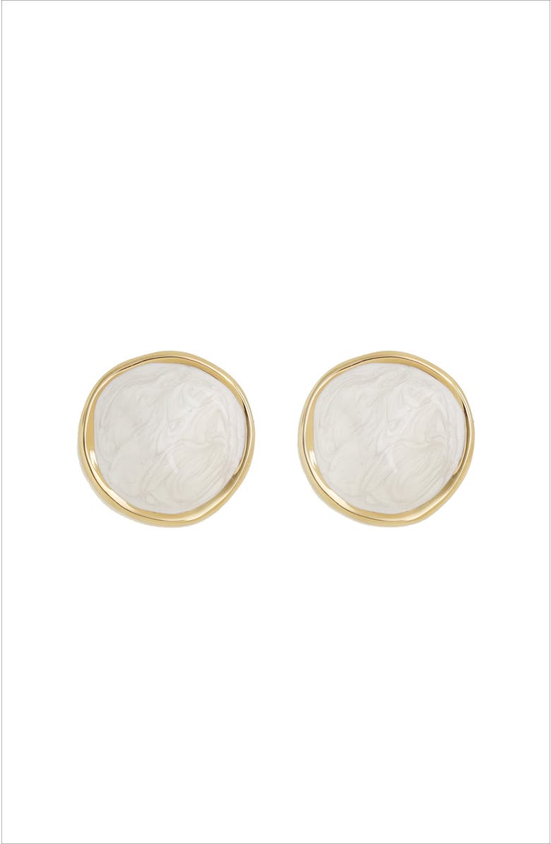 RC RETRO CHIC Enamel Ripple Earrings, Main, color, White & Gold