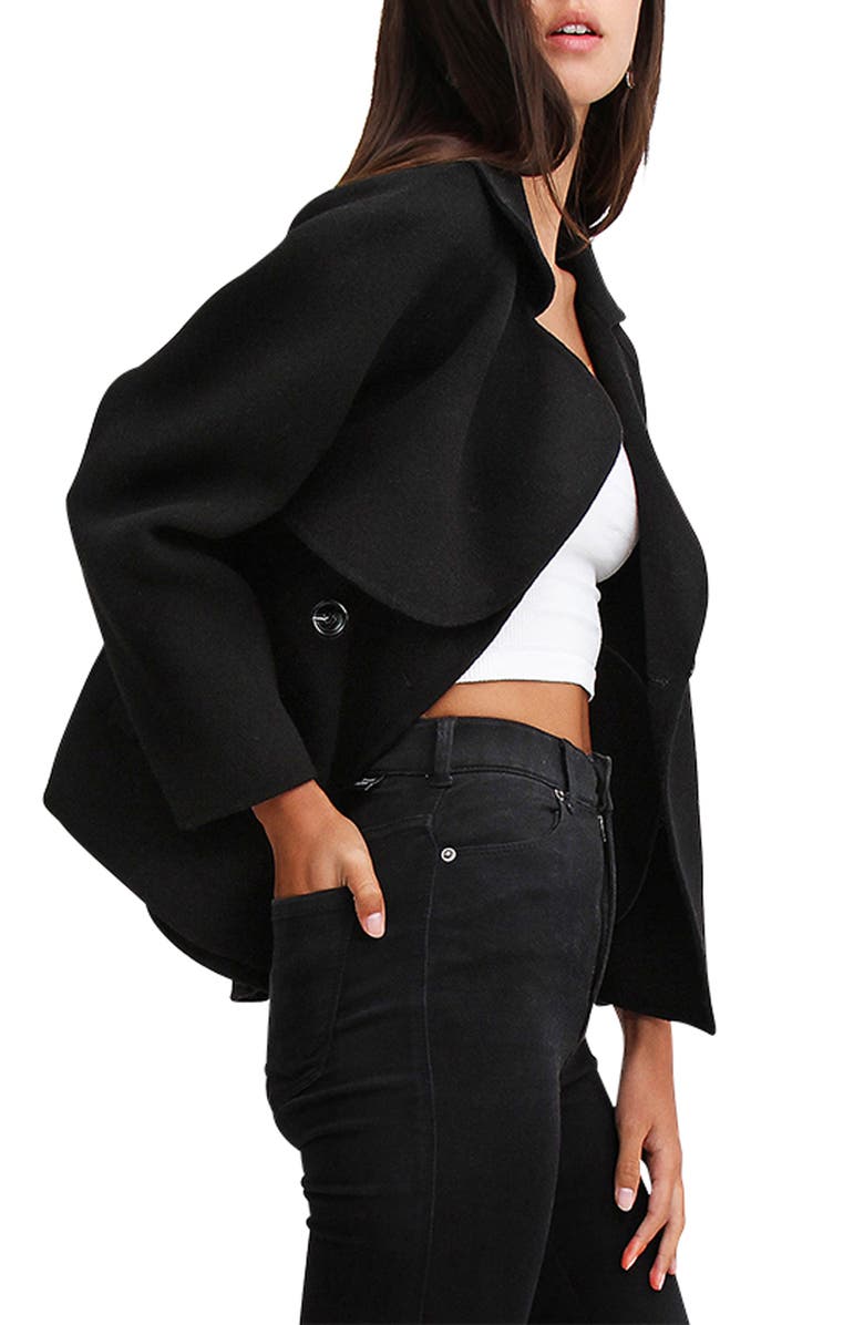 Belle & Bloom I'm Yours Wool Blend Coat, Alternate, color, Black