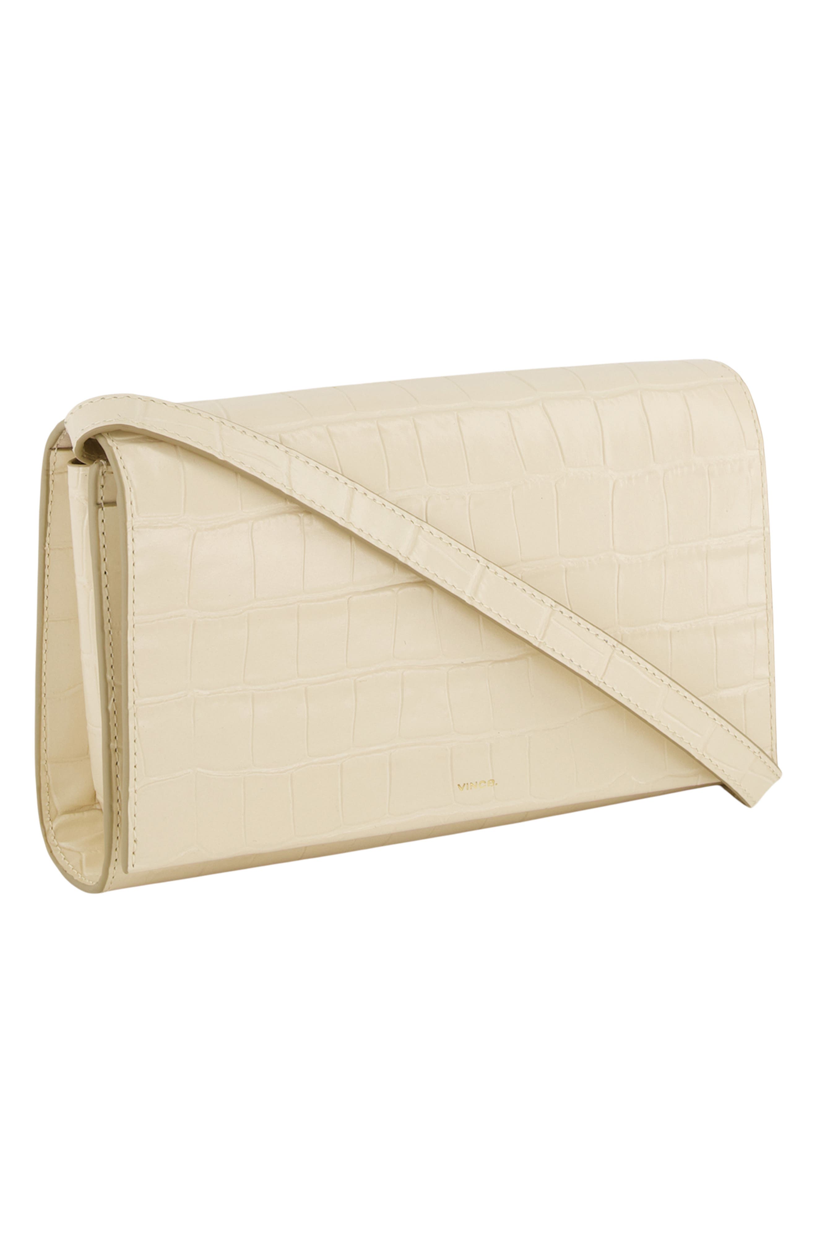 Croc Embossed Leather Crossbody Wallet, Alternate, color, MOONLIGHT