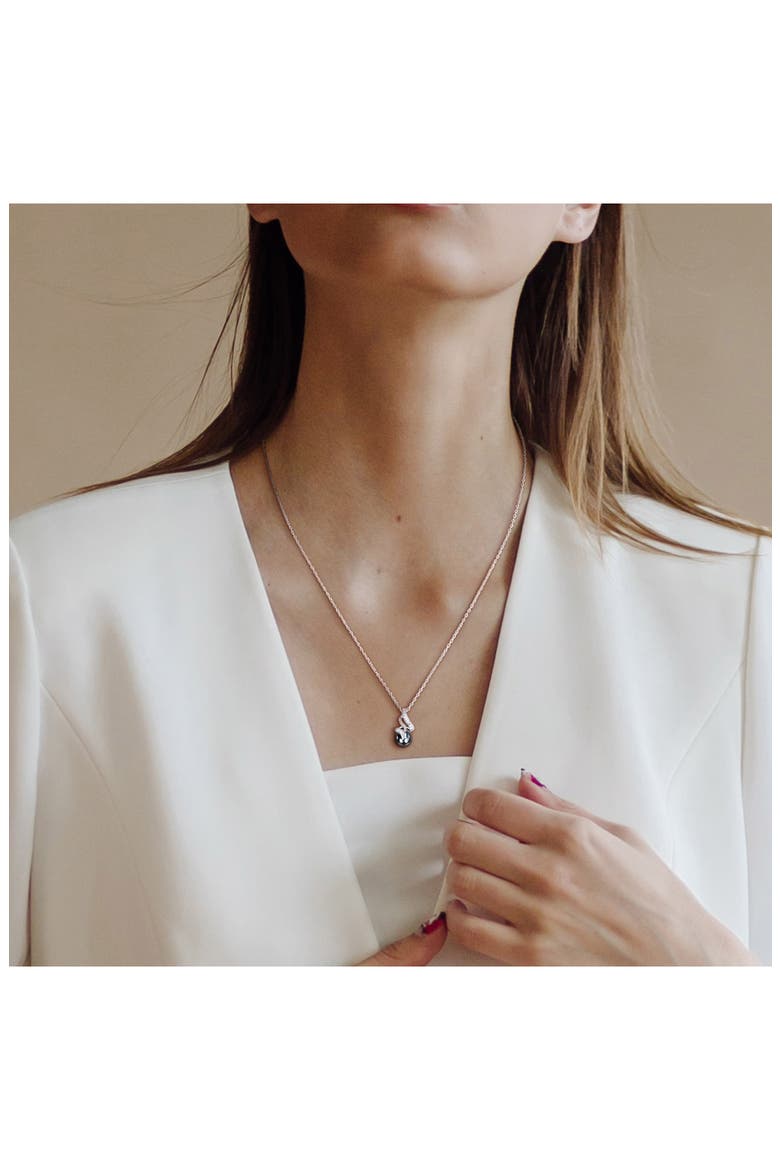 Tahitian Pearl & Diamond Pendant Necklace, Alternate, color, BLACK