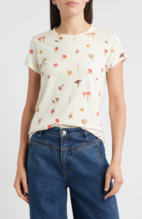 Allover Mushroom Cotton Graphic T-Shirt
