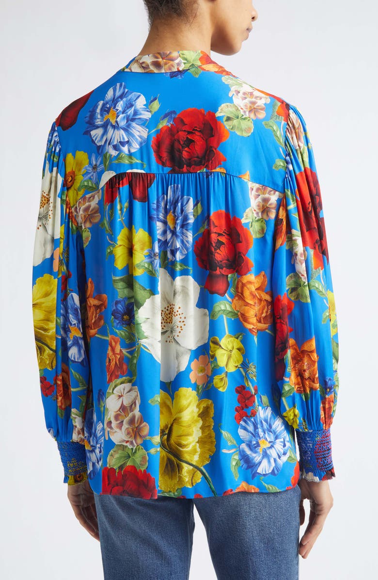 Alice + Olivia Serena Floral Button-Up Top, Alternate, color, Endless Blossom Sm Blue Iris