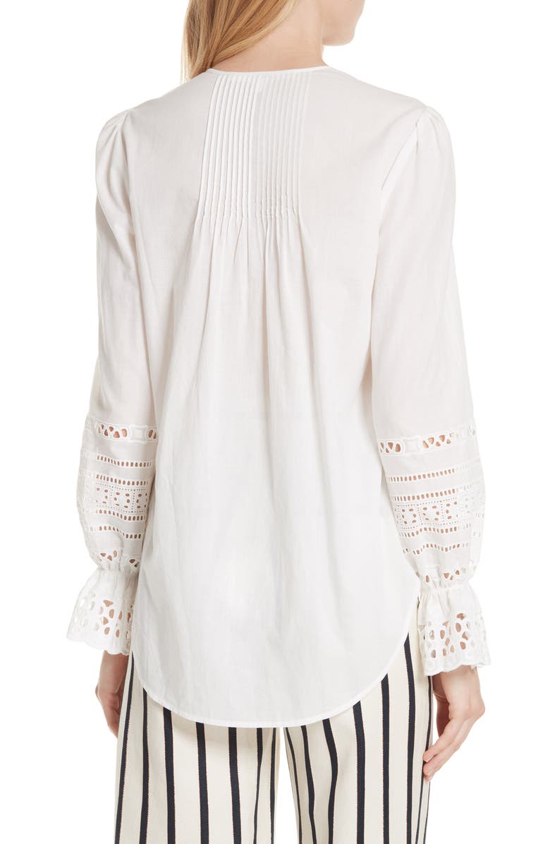 Veronica Beard Mili Eyelet Sleeve Top, Alternate, color, 