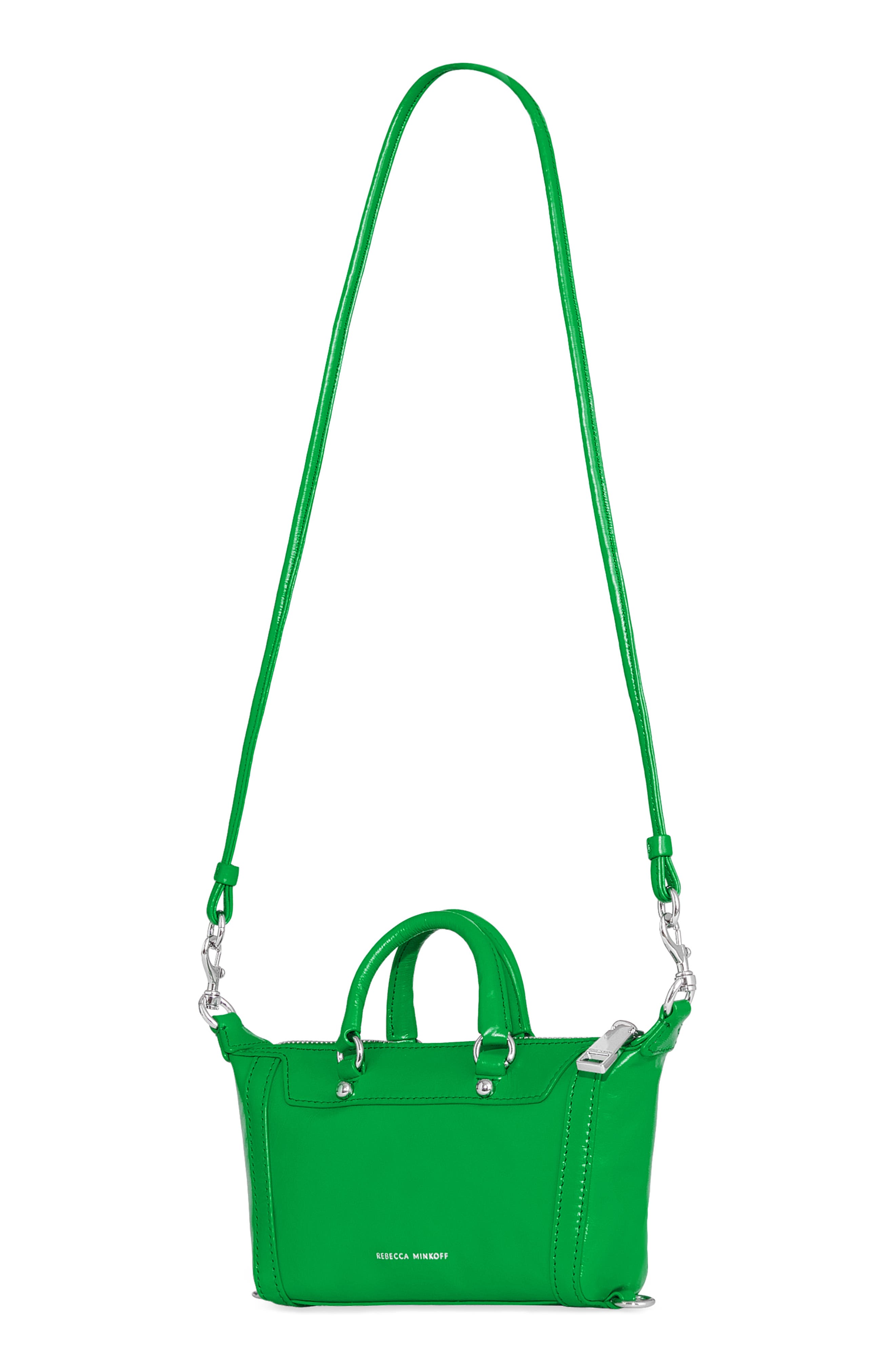 Rebecca Minkoff Micro Mini M.A.B. Leather Crossbody Bag, Alternate, color, Acid Green