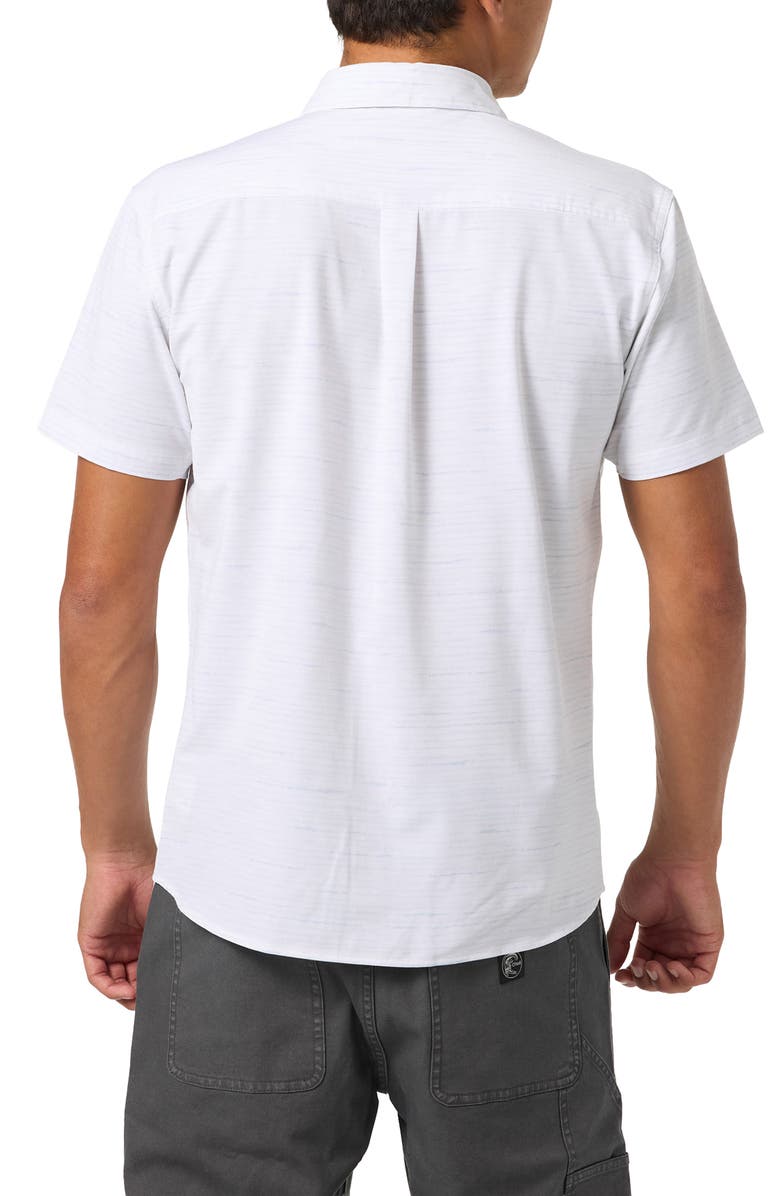 O'Neill Standard Fit TRVLR Traverse Stripe Short Sleeve Performance Button-Up Shirt, Alternate, color, Tofu