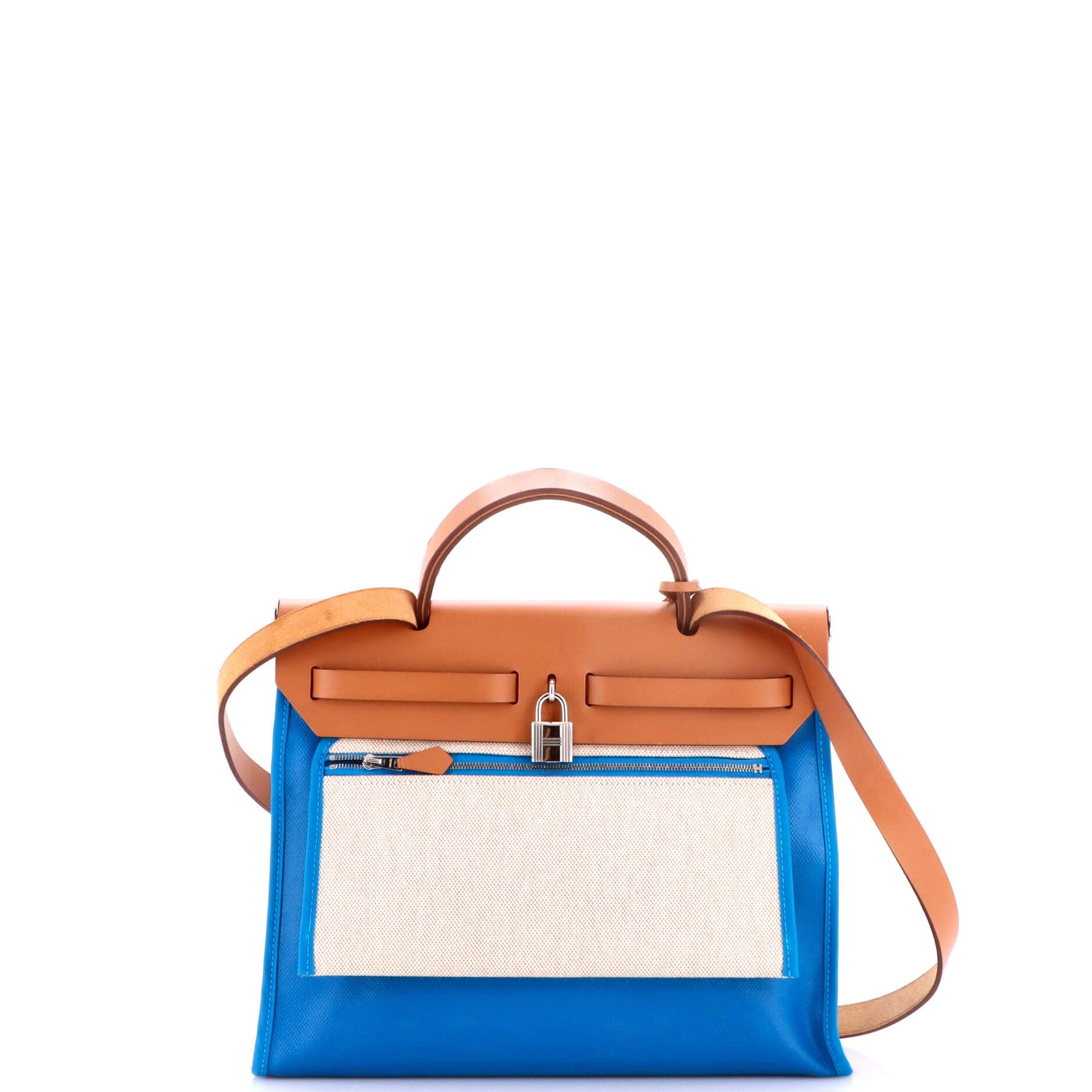 Herbag Zip Berline Vache Canvas and Leather 31, Alternate, color, Bleu Zanzibar