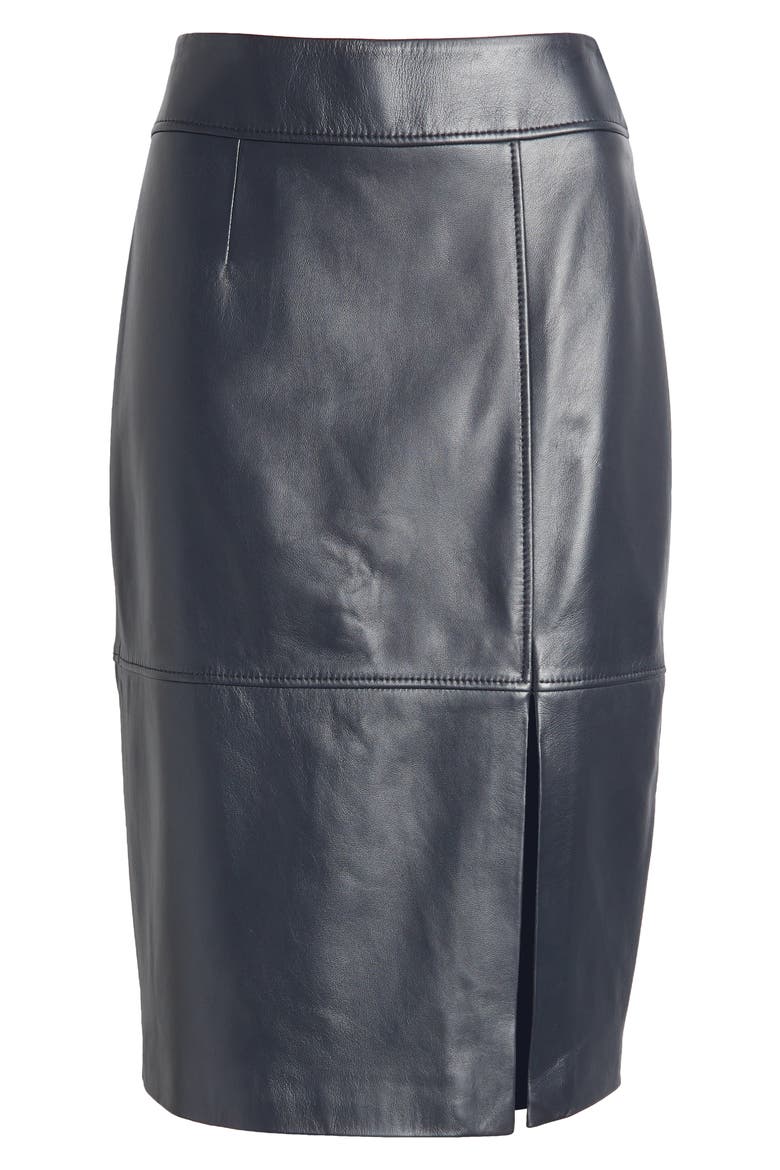 Setora Leather Pencil Skirt, Alternate, color, DK BU