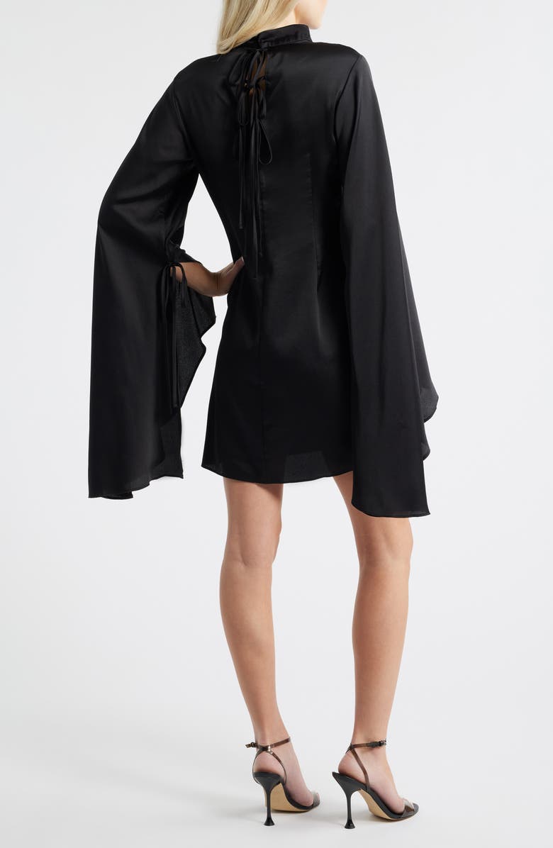 Topshop Long Bell Sleeve Minidress, Alternate, color, Black