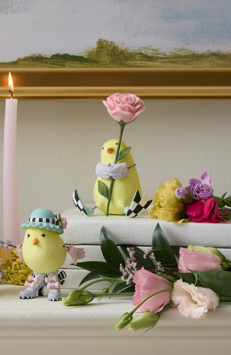 MACKENZIE CHILDS Patience Brewster Chic with Flower Figurine, Alternate, color, Yellow