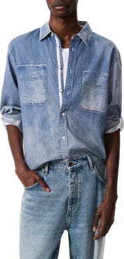 rag & bone Miramar CPO Faux Denim Cotton Terry Button-Up Shirt