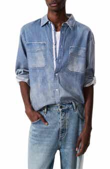 rag & bone Miramar CPO Faux Denim Cotton Terry Button-Up Shirt