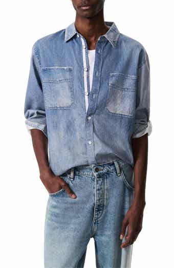 rag & bone Miramar CPO Faux Denim Cotton Terry Button-Up Shirt