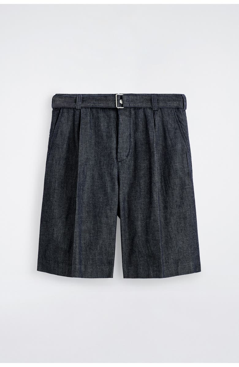 COS Belted Wide-Leg Denim Shorts, Alternate, color, Indigo