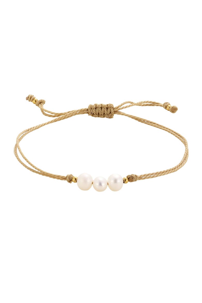 Freshwater Pearl Trio Cord Bracelet, Alternate, color, TAUPE/ WHITE