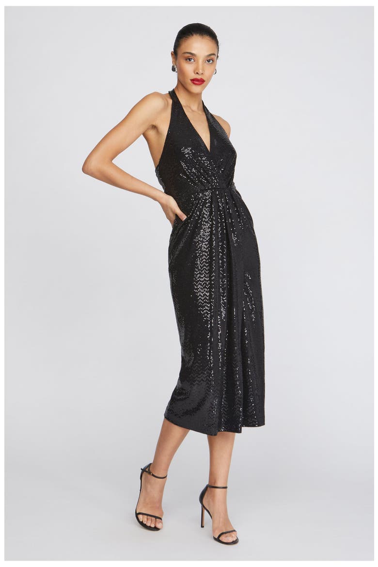Leonie Disco Jersey Midi, Alternate, color, Black